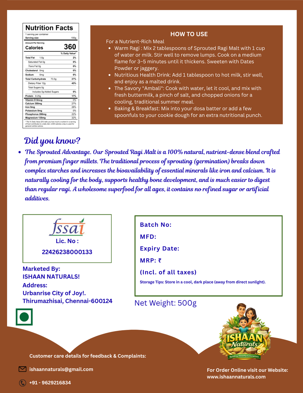 SPROUTED RAGI MALT