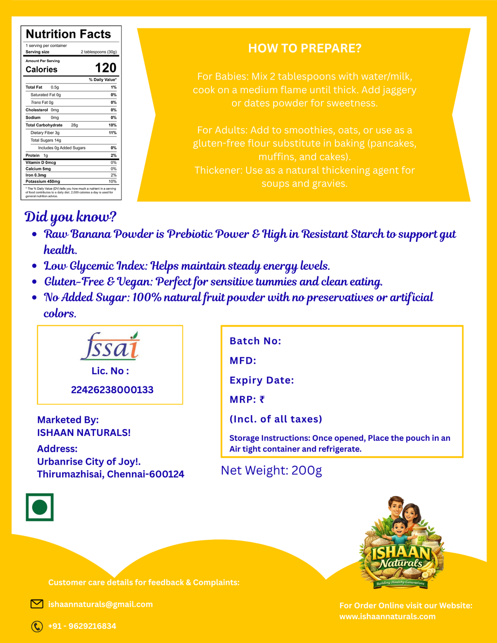 RAW BANANA POWDER